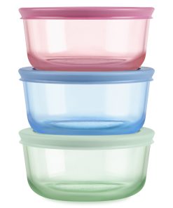 Pyrex Simply Store Tinted Glass 2-cup Round Storage Containers, 6-pc Set, Mixed Colors